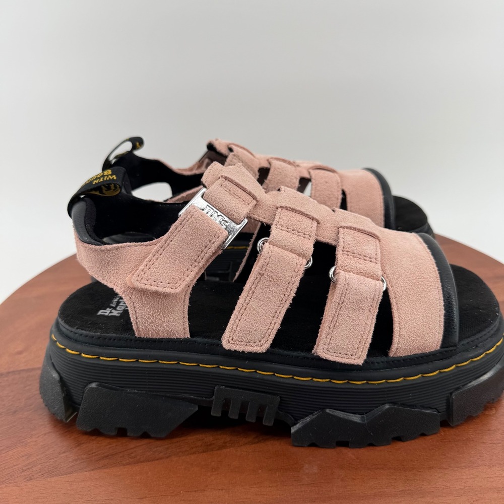 Dr. Martens Mattison 3 Strap Sandals Powder Pink EH Suede Platform Women 8